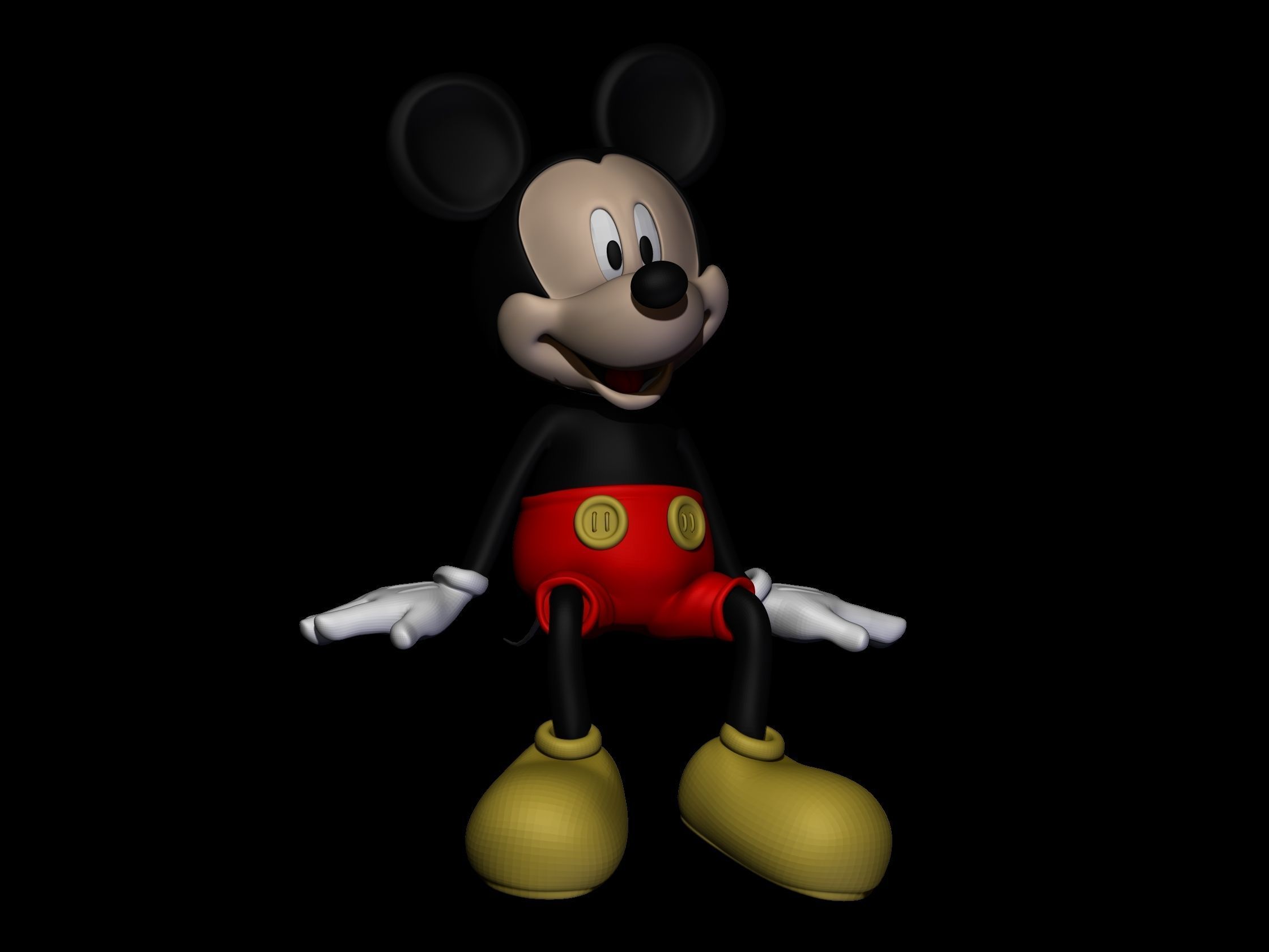 mickey seated 3D print model_2