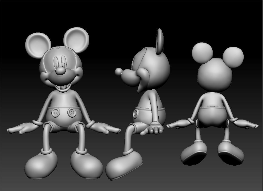 mickey seated 3D print model_3