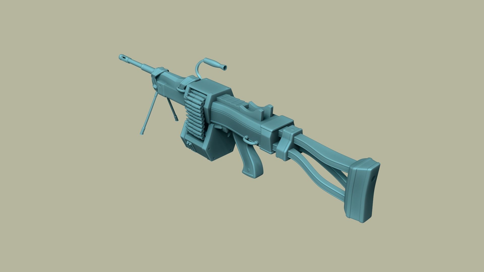 Sci-Fi Negev - Desert - -Machine Gun - Weaponry Low-poly 3D model_17