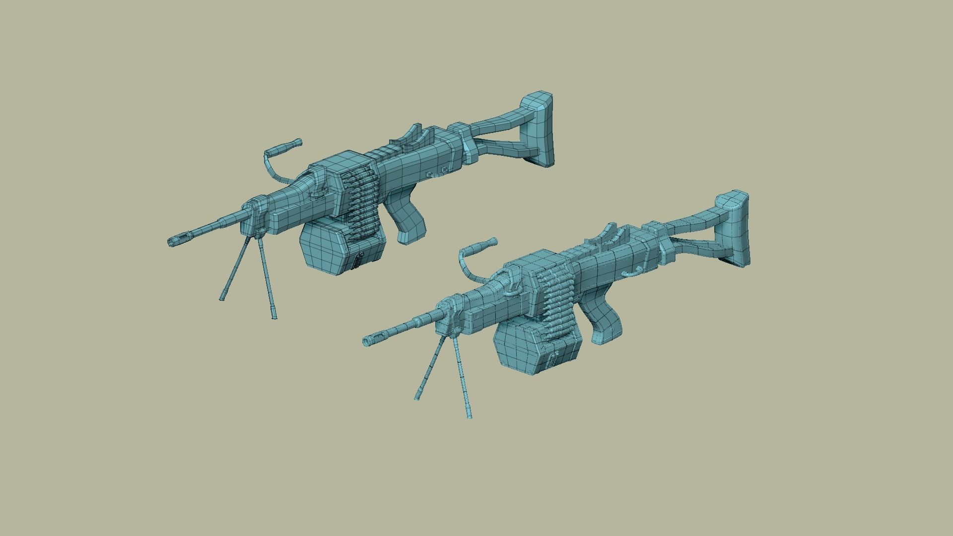 Sci-Fi Negev - Desert - -Machine Gun - Weaponry Low-poly 3D model_21