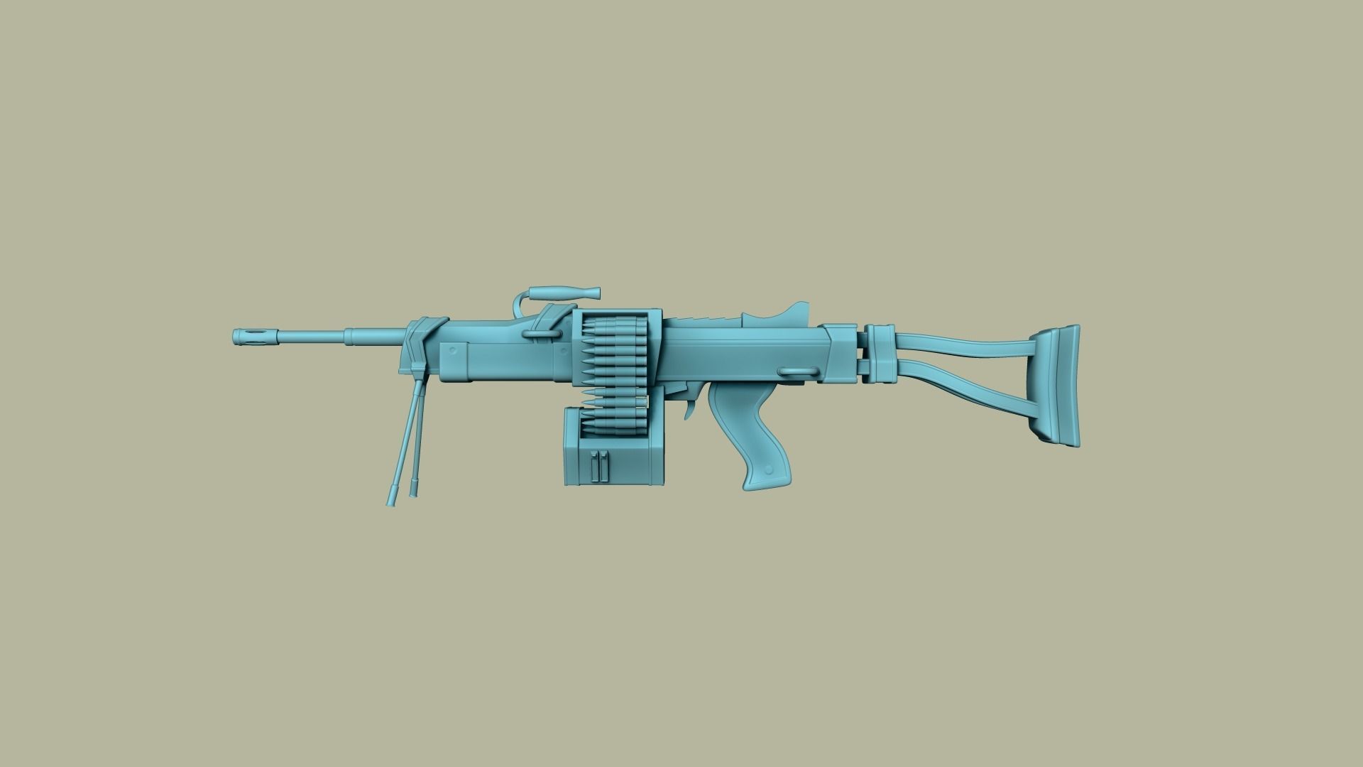 Sci-Fi Negev - Desert - -Machine Gun - Weaponry Low-poly 3D model_16