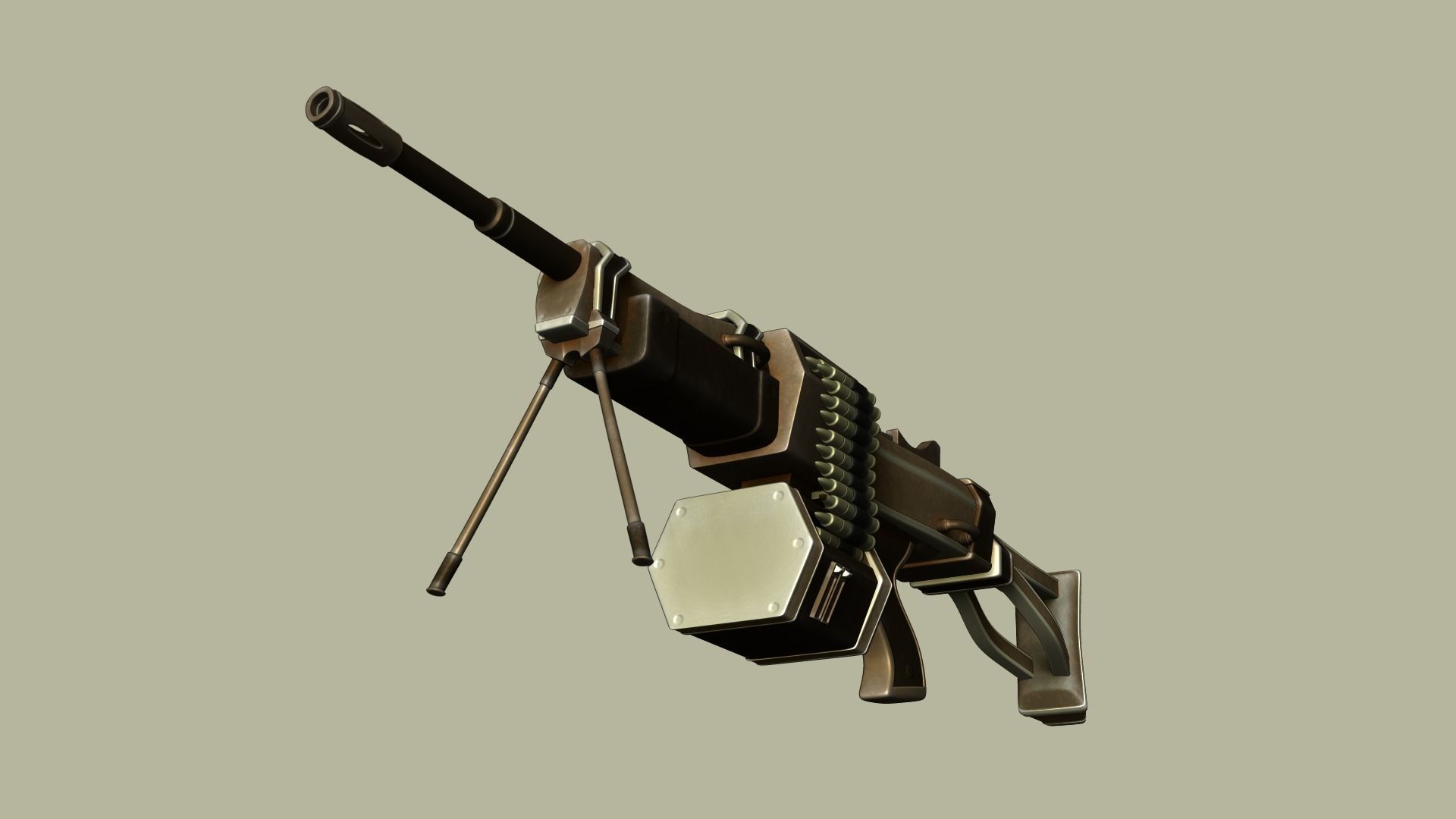 Sci-Fi Negev - Desert - -Machine Gun - Weaponry Low-poly 3D model_15