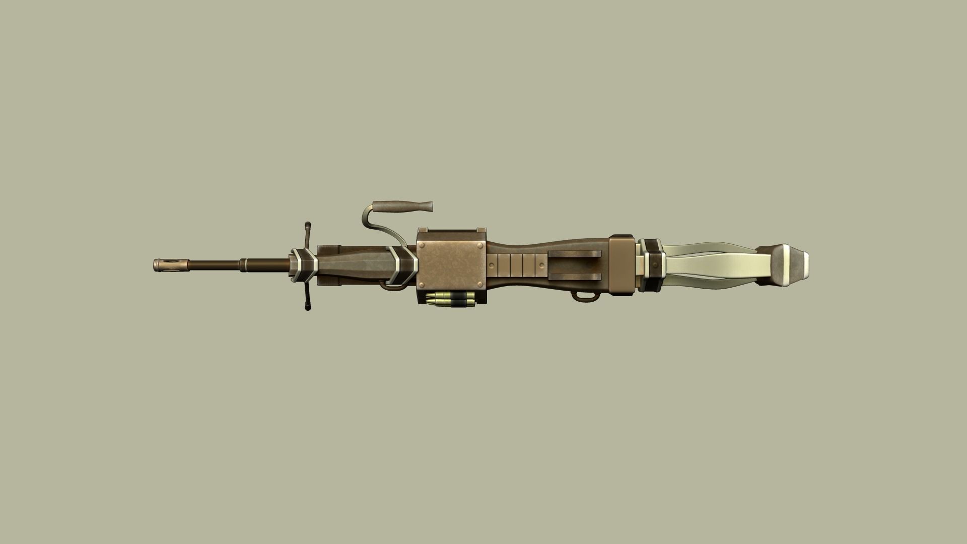 Sci-Fi Negev - Desert - -Machine Gun - Weaponry Low-poly 3D model_11