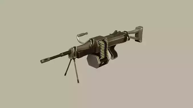 Sci-Fi Negev - Desert - -Machine Gun - Weaponry Low-poly 3D model