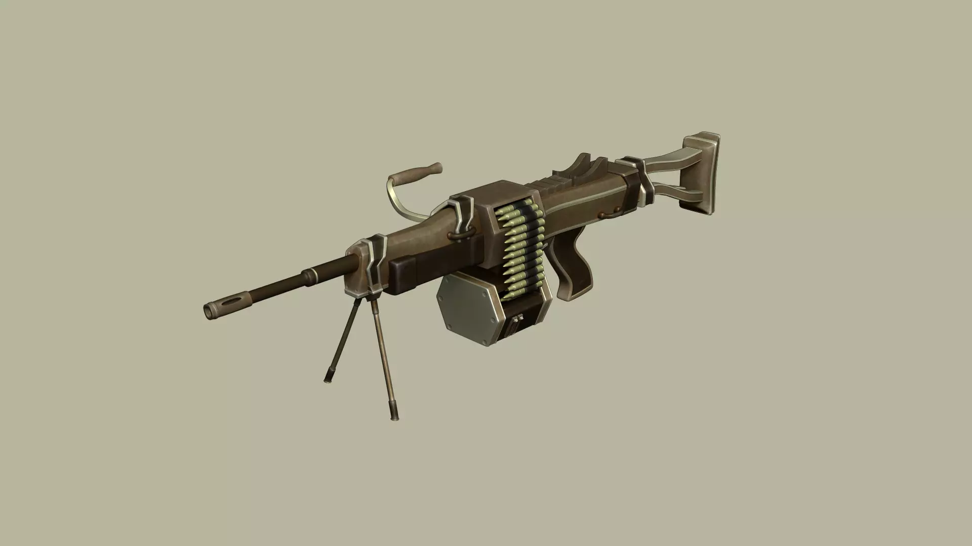 Sci-Fi Negev - Desert - -Machine Gun - Weaponry Low-poly 3D model_0