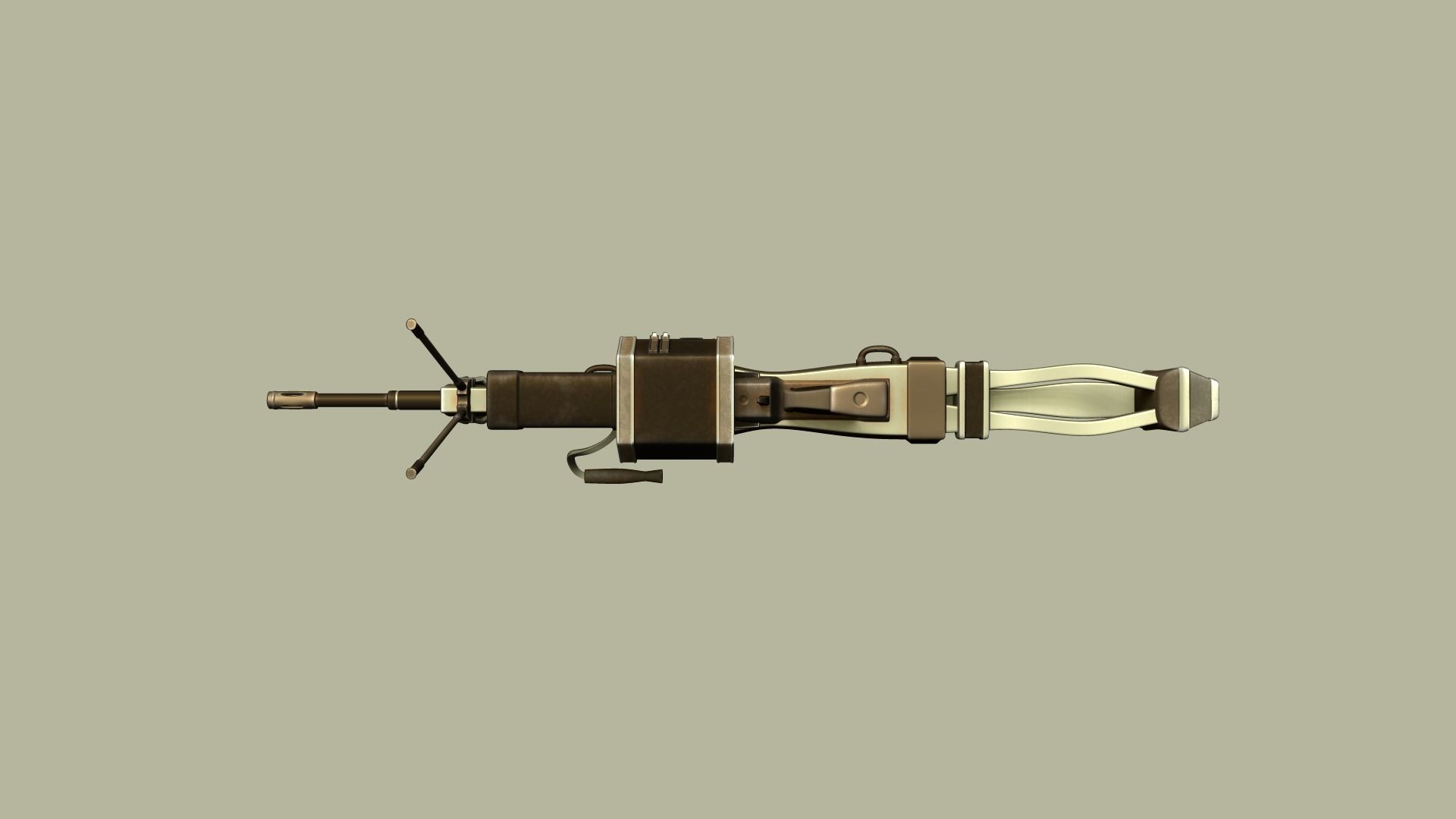 Sci-Fi Negev - Desert - -Machine Gun - Weaponry Low-poly 3D model_12