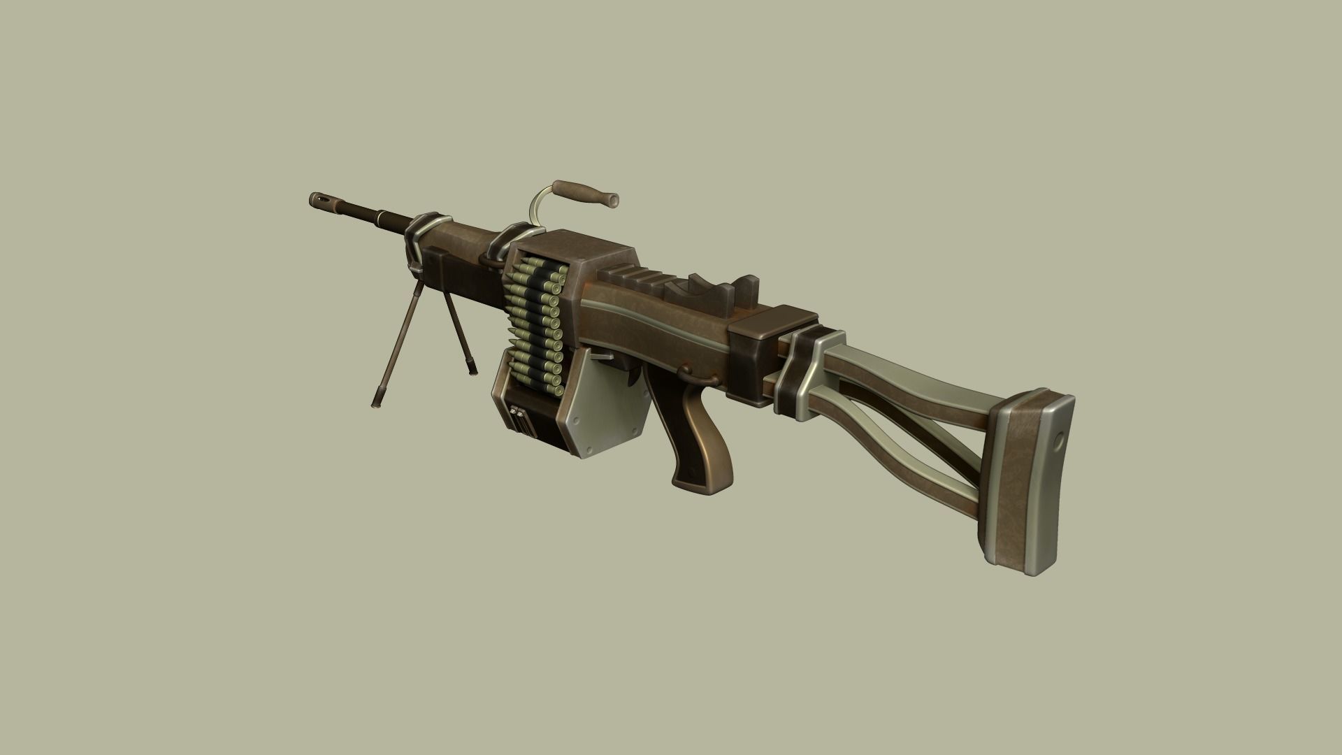 Sci-Fi Negev - Desert - -Machine Gun - Weaponry Low-poly 3D model_2