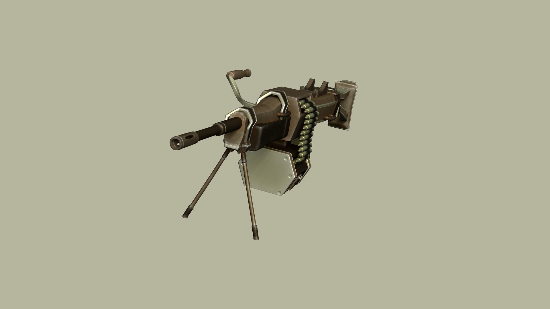 Sci-Fi Negev - Desert - -Machine Gun - Weaponry Low-poly 3D model_8