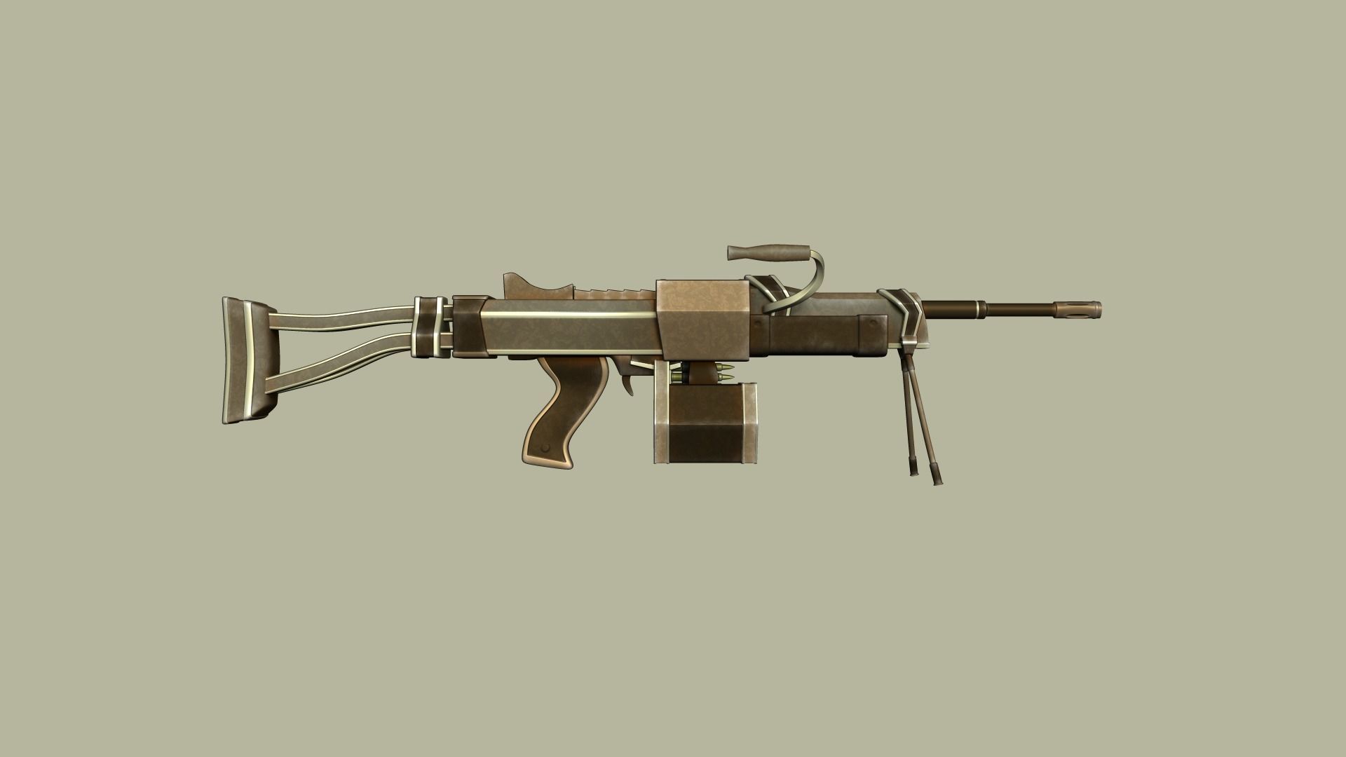 Sci-Fi Negev - Desert - -Machine Gun - Weaponry Low-poly 3D model_6