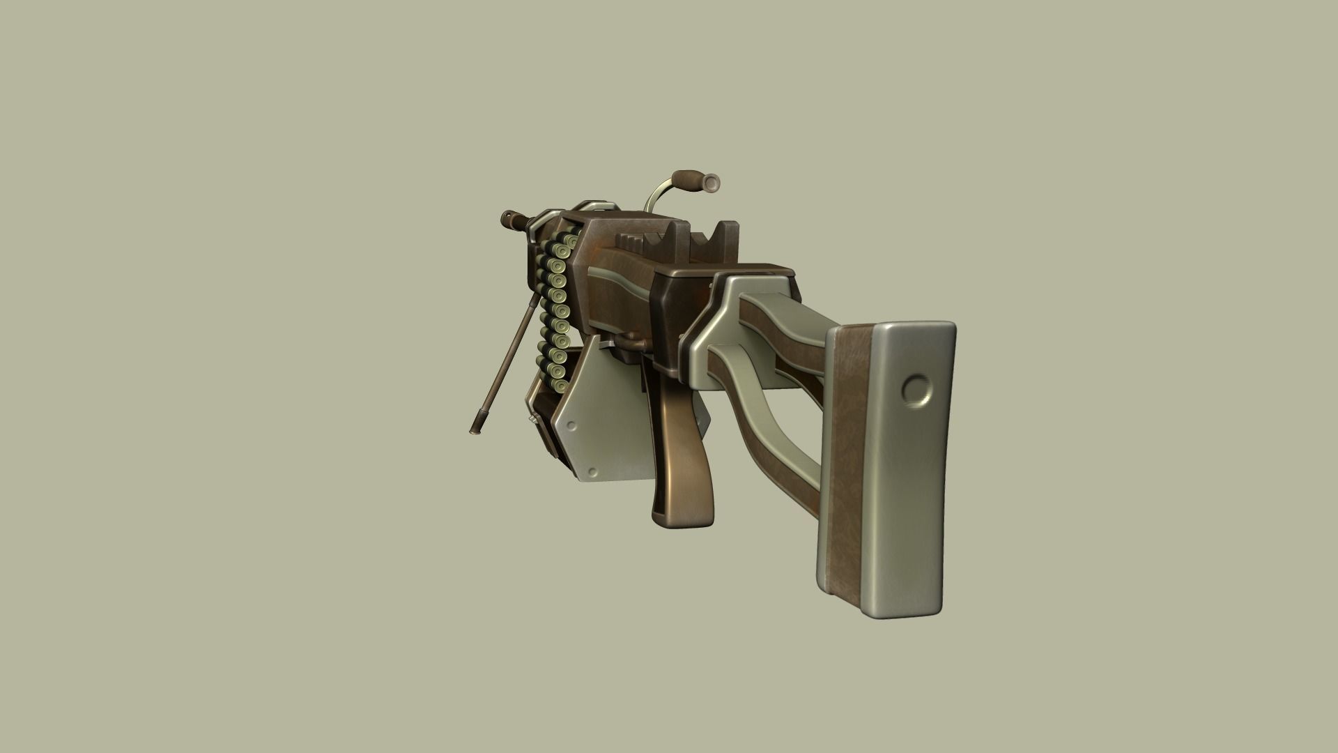 Sci-Fi Negev - Desert - -Machine Gun - Weaponry Low-poly 3D model_10