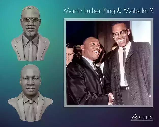 Martin Luther King and Malcolm X portrait sculpture 3D Model Collection
