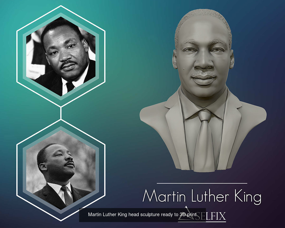 Martin Luther King and Malcolm X portrait sculpture 3D Model Collection_2