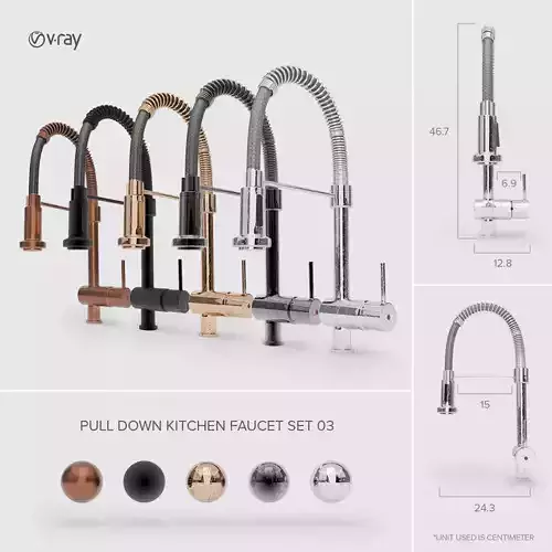 Pull-Down Kitchen Faucet Set 03 3D model