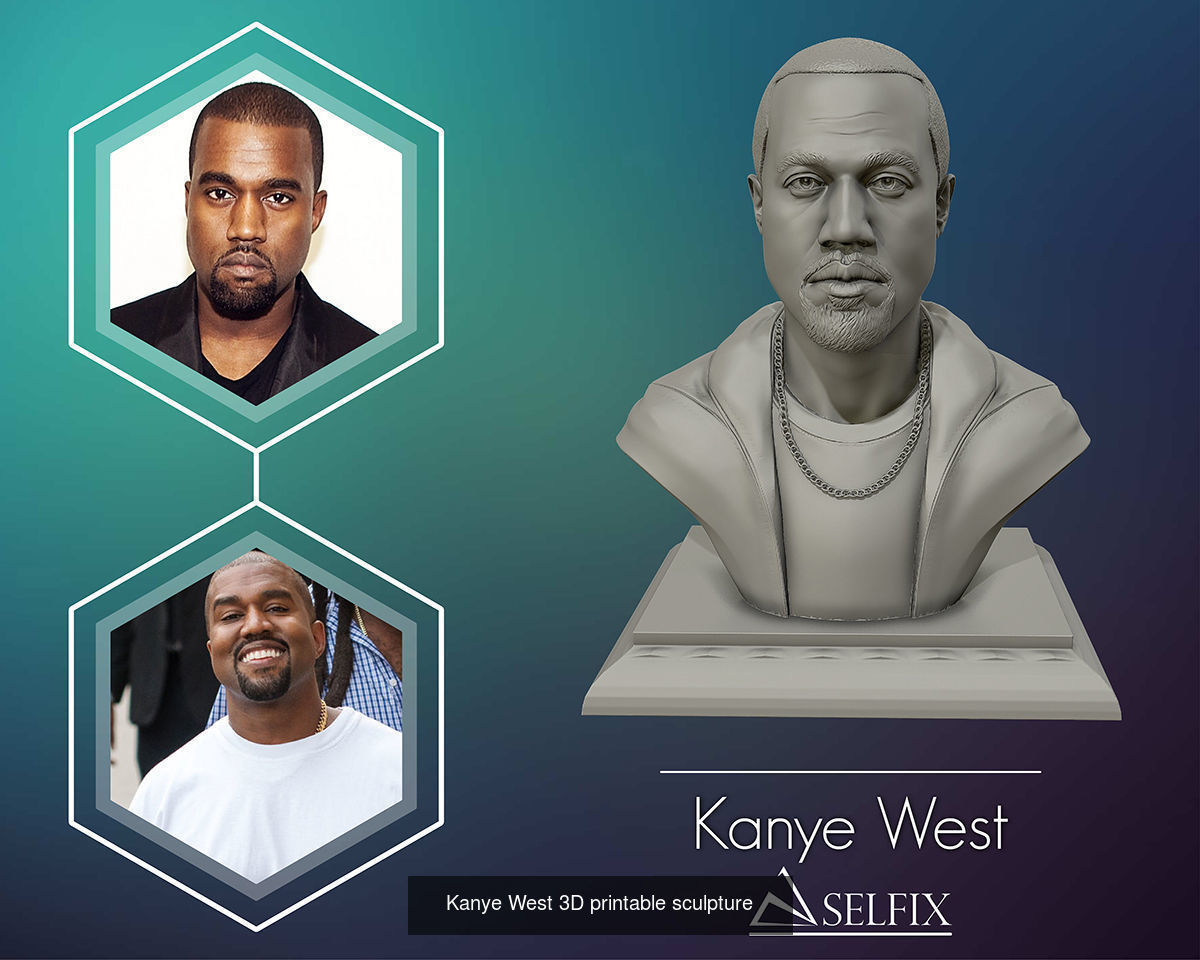 Kanye West and Kim Kardashian portrait sculpture 3D Model Collection_3