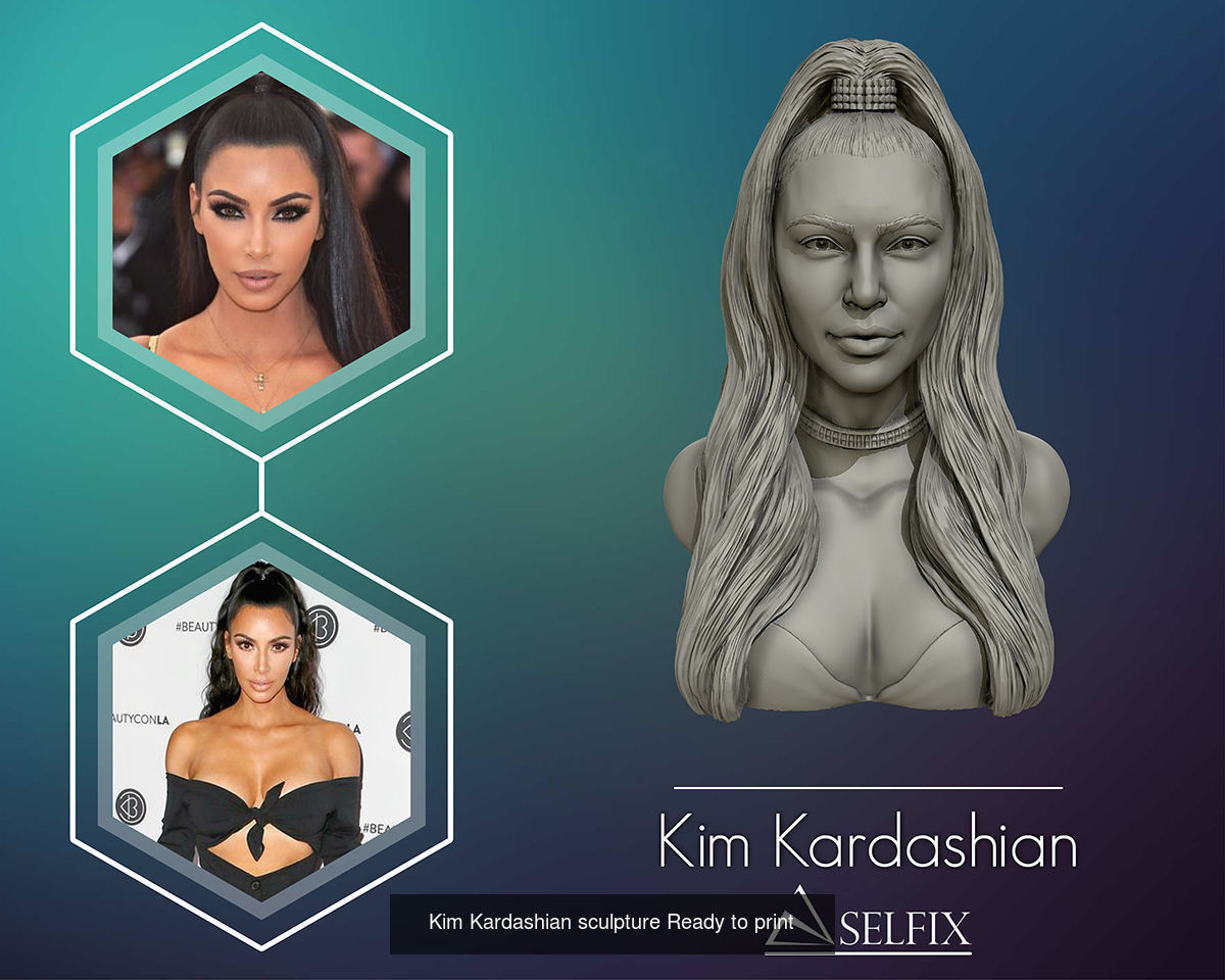 Kanye West and Kim Kardashian portrait sculpture 3D Model Collection_2