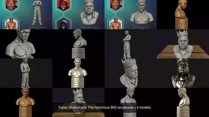 Tupac Shakur and The Notorious BIG sculptures