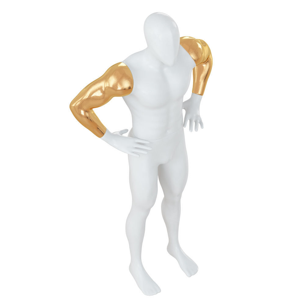 Abstract white mannequin with golden hands 87 3D model_3