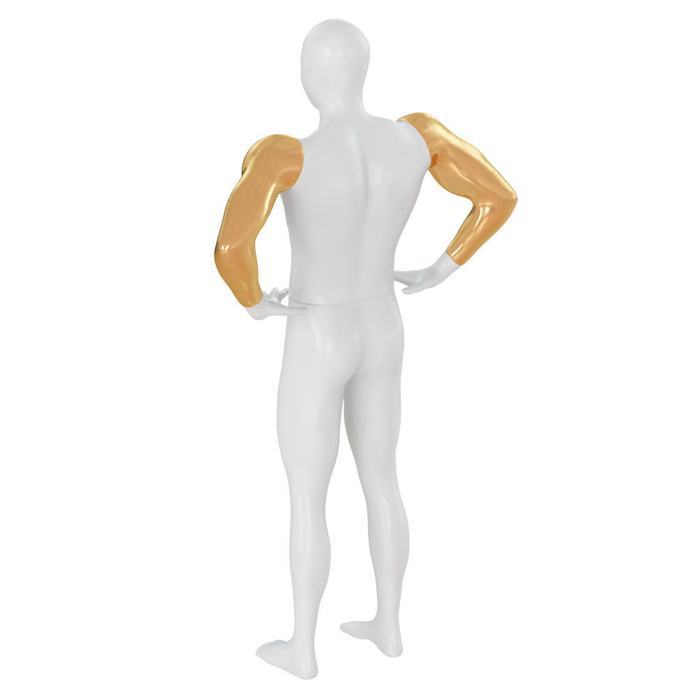 Abstract white mannequin with golden hands 87 3D model_4
