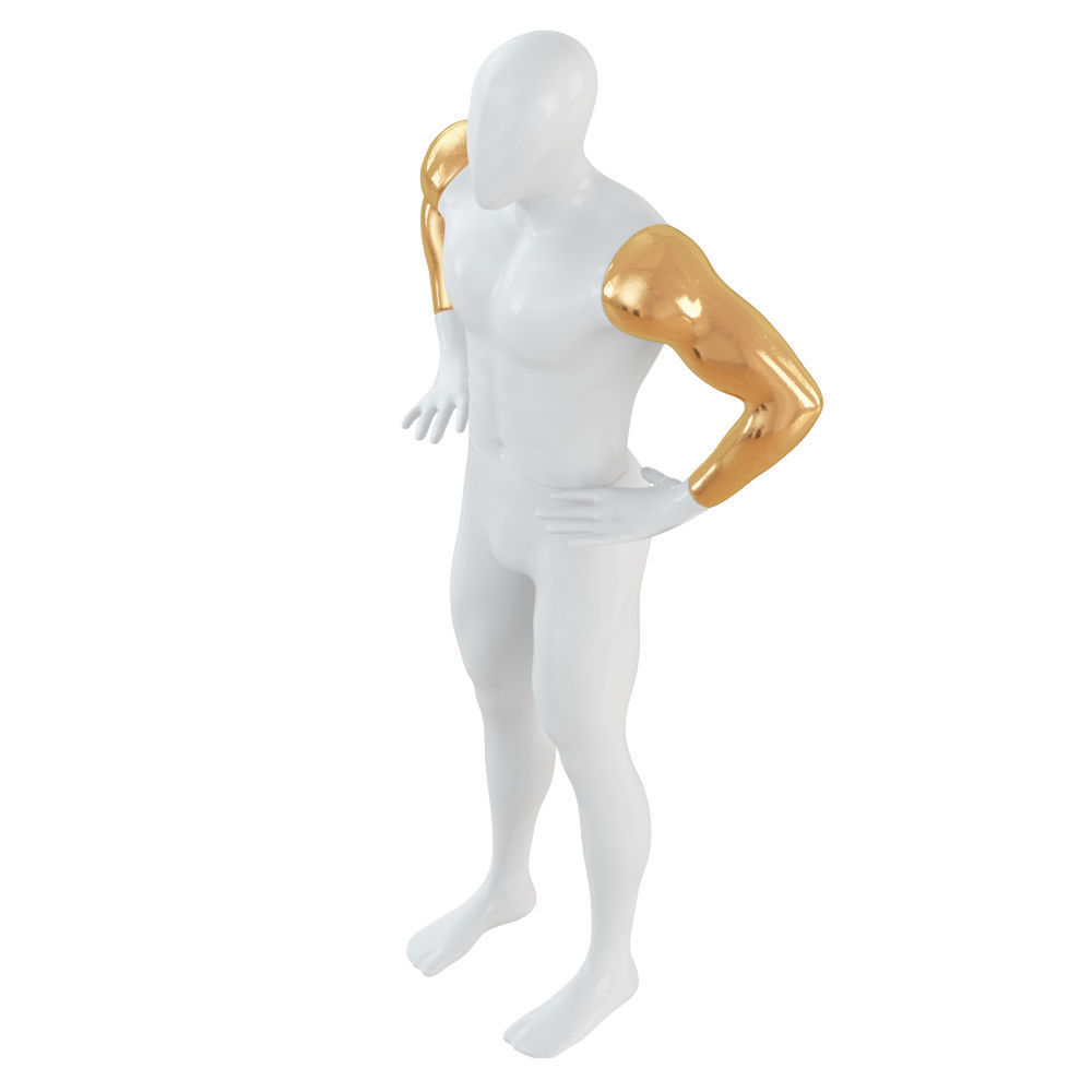 Abstract white mannequin with golden hands 87 3D model_2