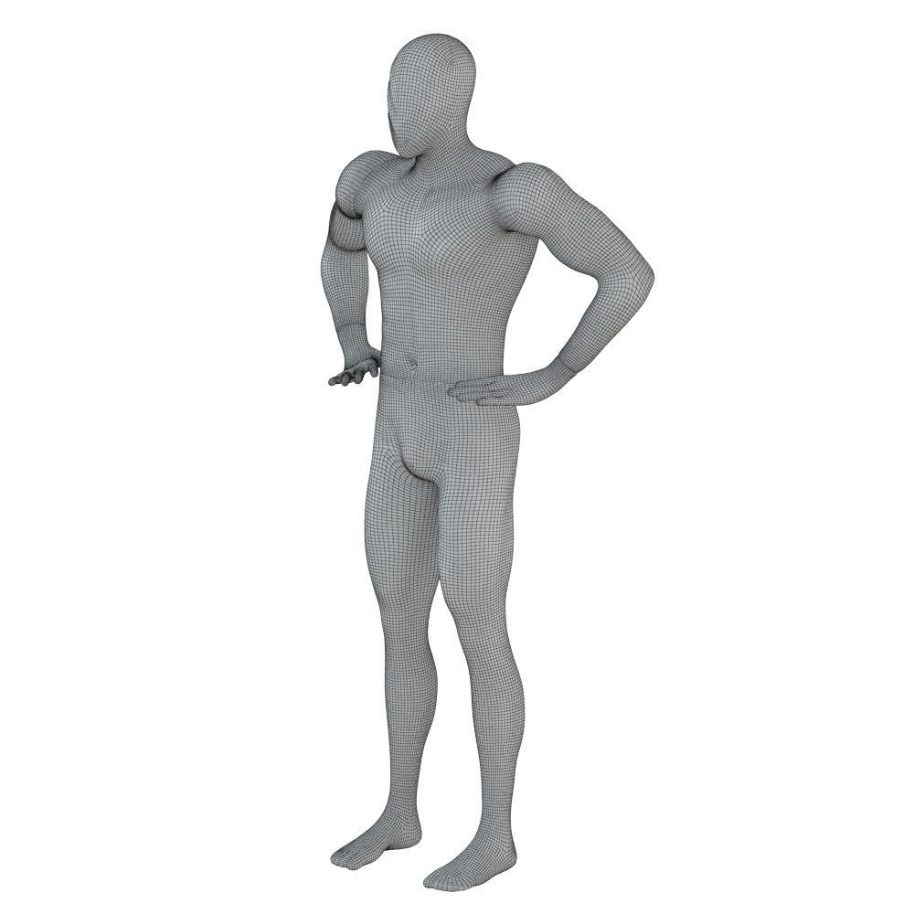 Abstract white mannequin with golden hands 87 3D model_7