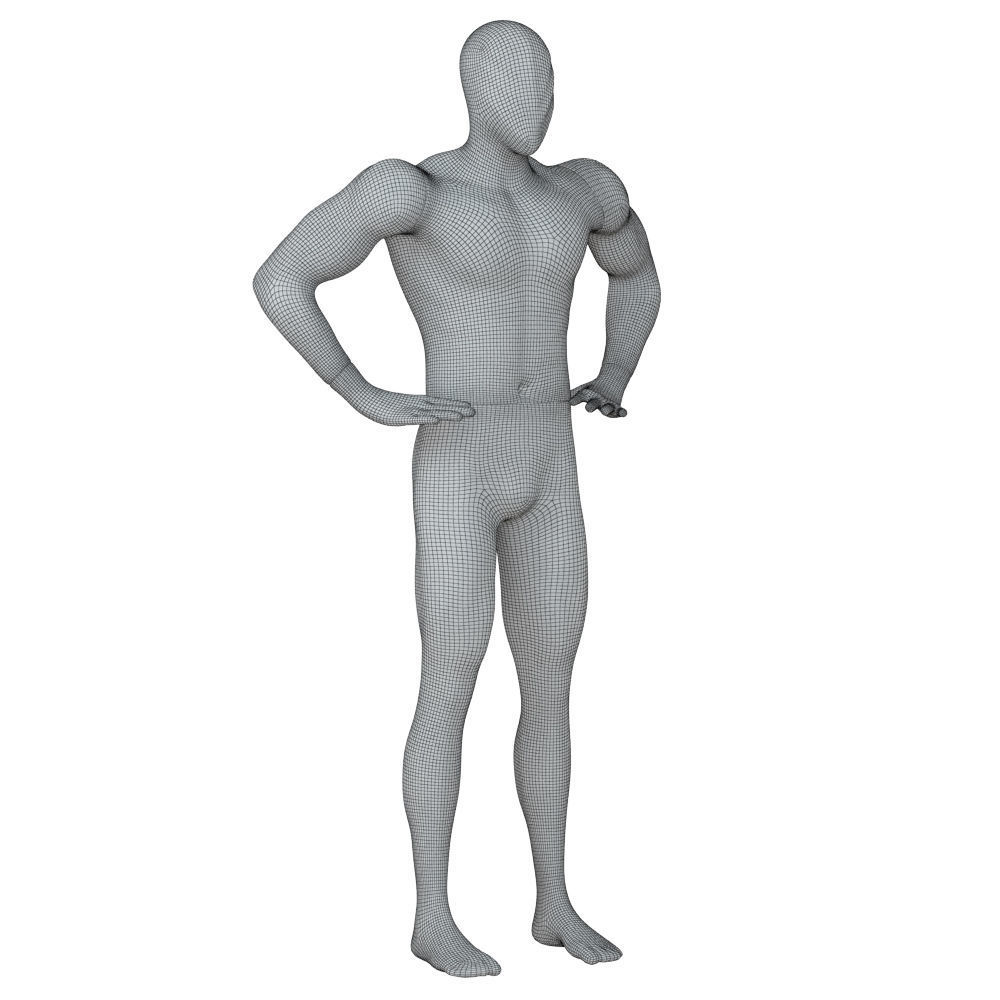 Abstract white mannequin with golden hands 87 3D model_6