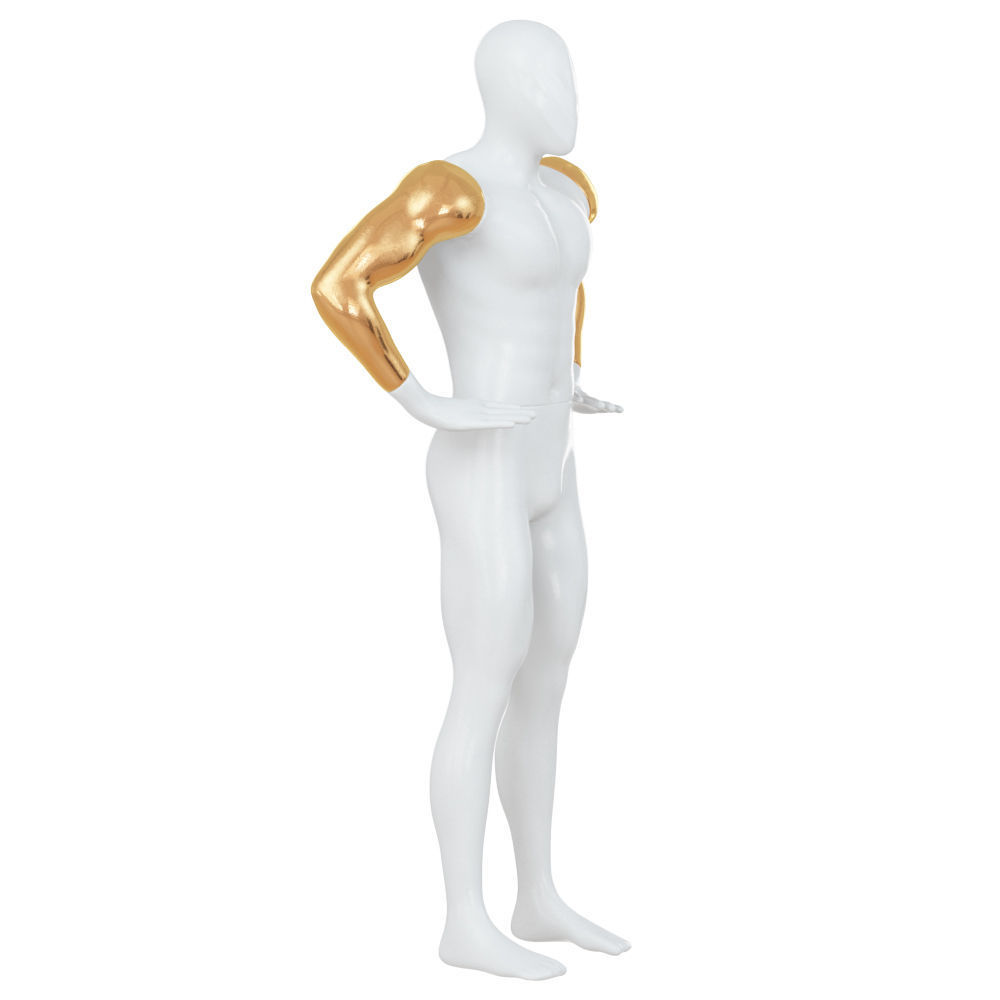 Abstract white mannequin with golden hands 87 3D model_1