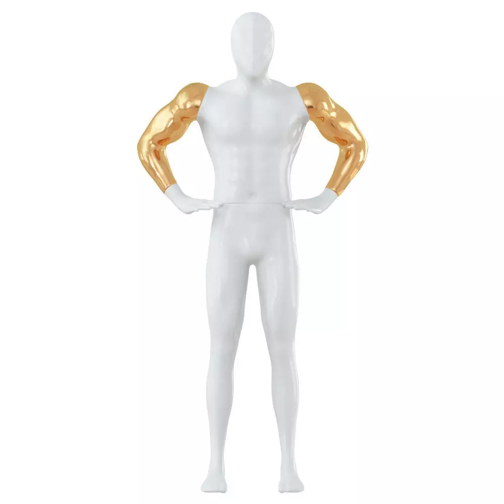 Abstract white mannequin with golden hands 87 3D model_0