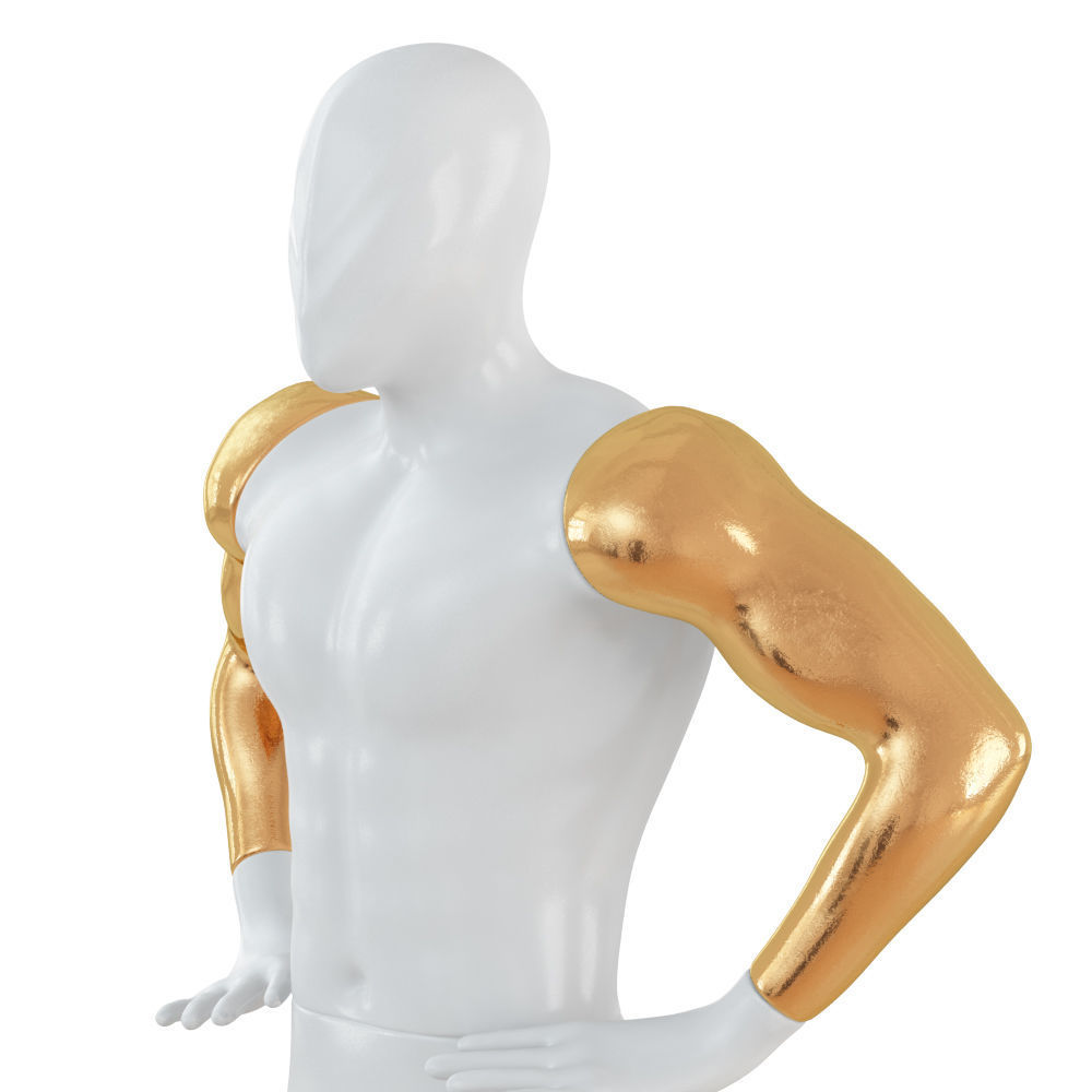 Abstract white mannequin with golden hands 87 3D model_5