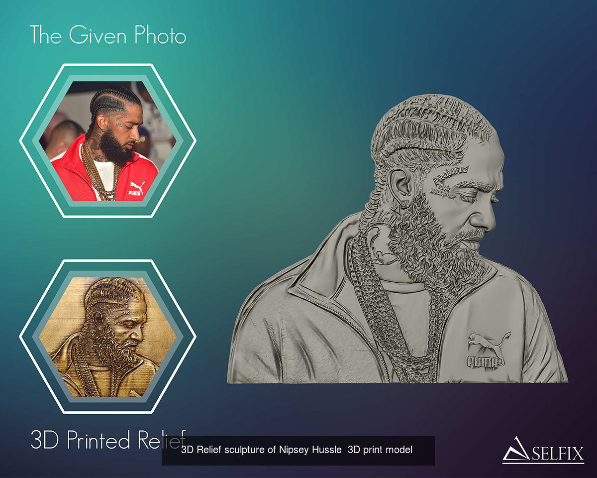 Nipsey Hussle and Snoop Dogg 3D portrait sculpture 3D Model Collection_5