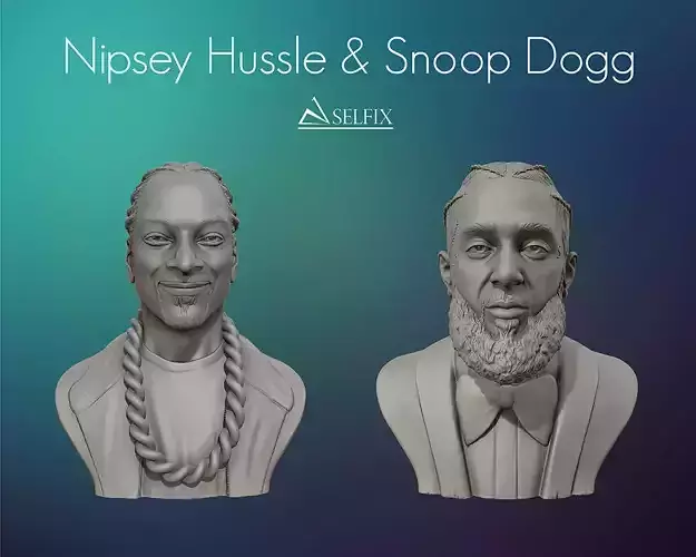 Nipsey Hussle and Snoop Dogg 3D portrait sculpture 3D Model Collection