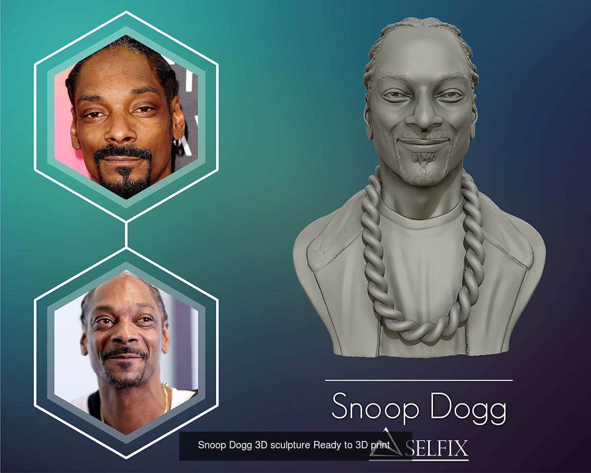 Nipsey Hussle and Snoop Dogg 3D portrait sculpture 3D Model Collection_4