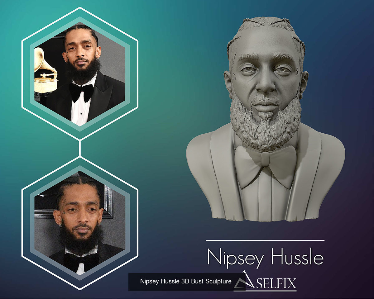 Nipsey Hussle and Snoop Dogg 3D portrait sculpture 3D Model Collection_3