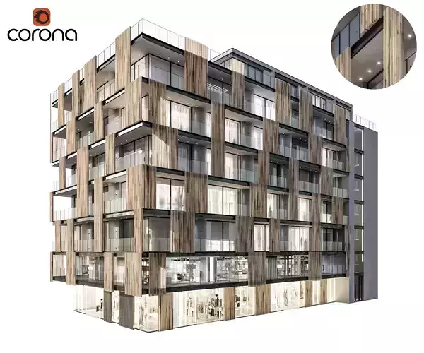Modern residential building 04 3D model