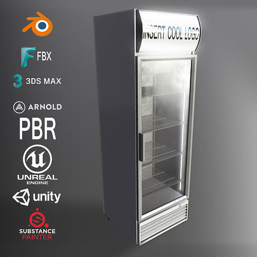 Supermarket Glass Door Refrigerator Free low-poly 3D model