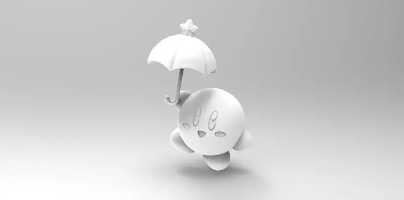 Kirby figurine with umbrella Free 3D print model