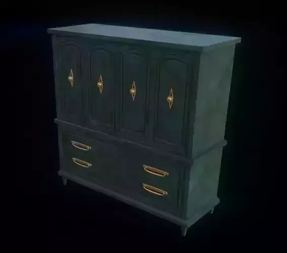 Wardrobe dresser with gold handles