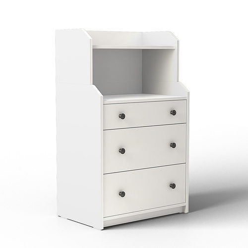 HAUGA - Chest of 3 drawers with shelf 3D model