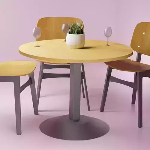 Light wood chair and table 