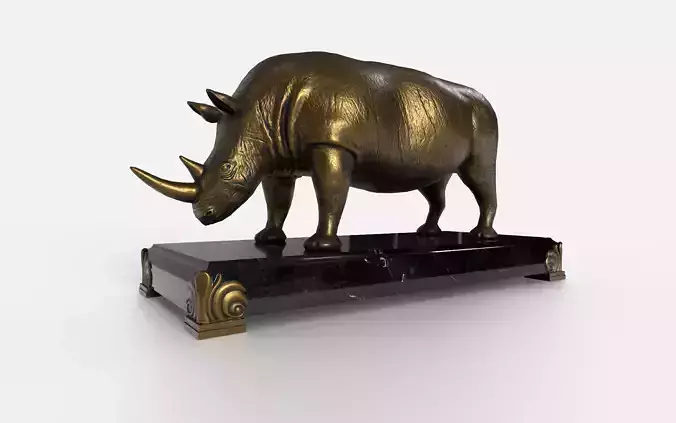 Rhinocerous metal  statuette