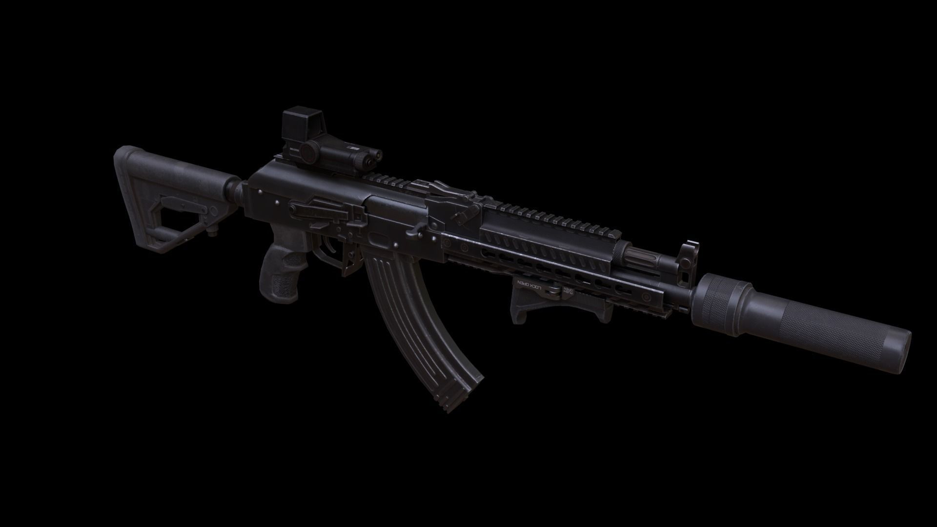 ASR-14 camouflage AK47 based rifle Low-poly 3D model_18