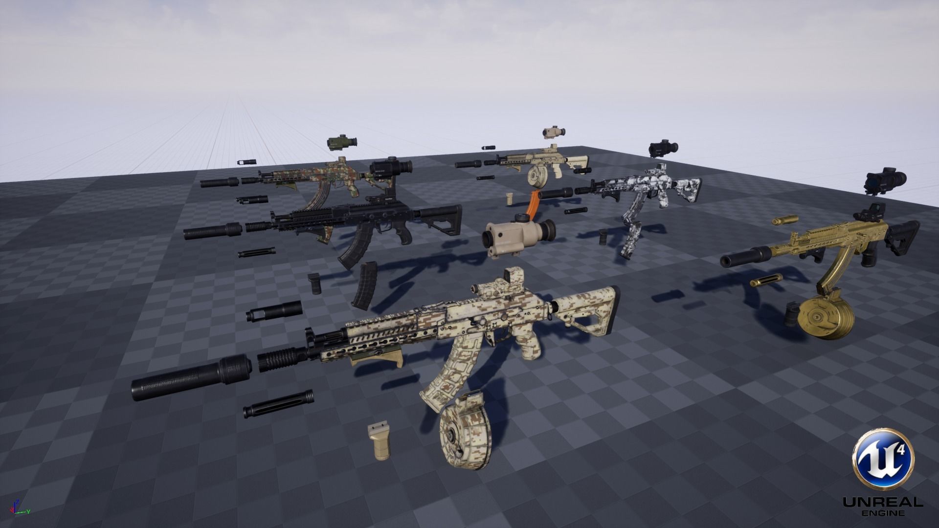 ASR-14 camouflage AK47 based rifle Low-poly 3D model_34