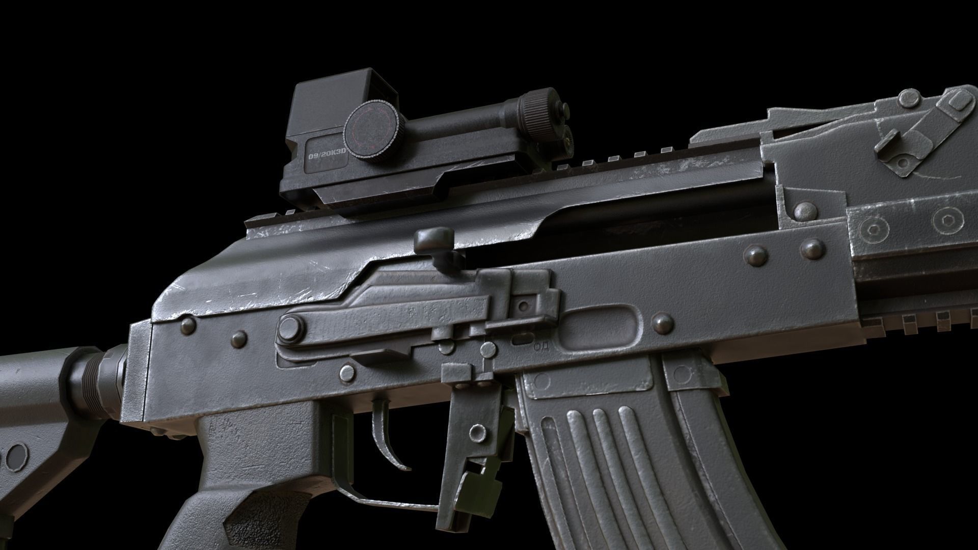 ASR-14 camouflage AK47 based rifle Low-poly 3D model_6