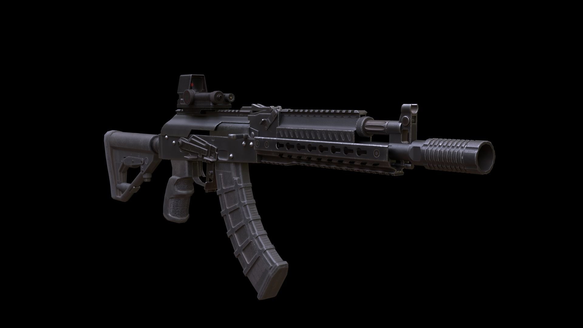 ASR-14 camouflage AK47 based rifle Low-poly 3D model_4