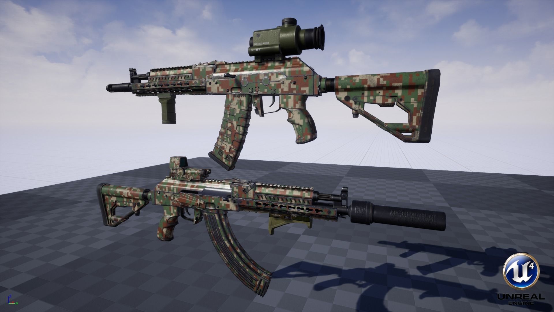 ASR-14 camouflage AK47 based rifle Low-poly 3D model_30