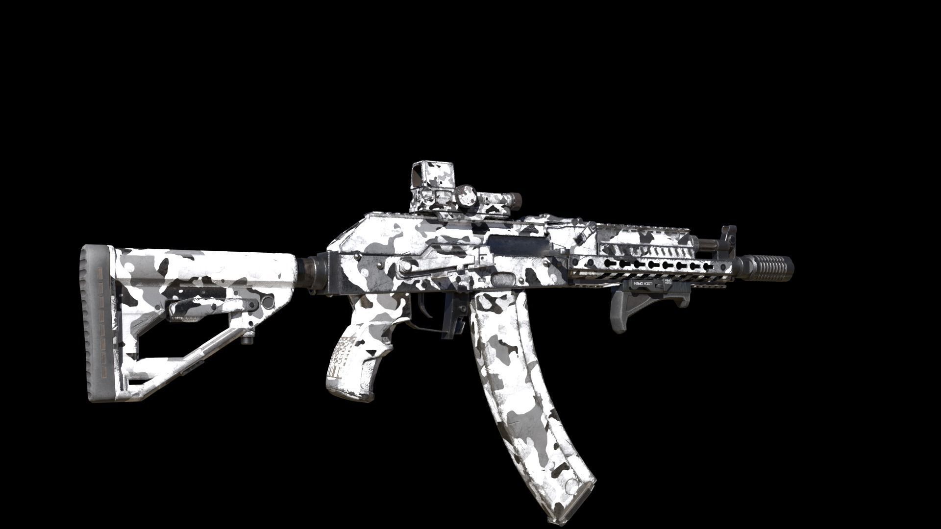 ASR-14 camouflage AK47 based rifle Low-poly 3D model_13