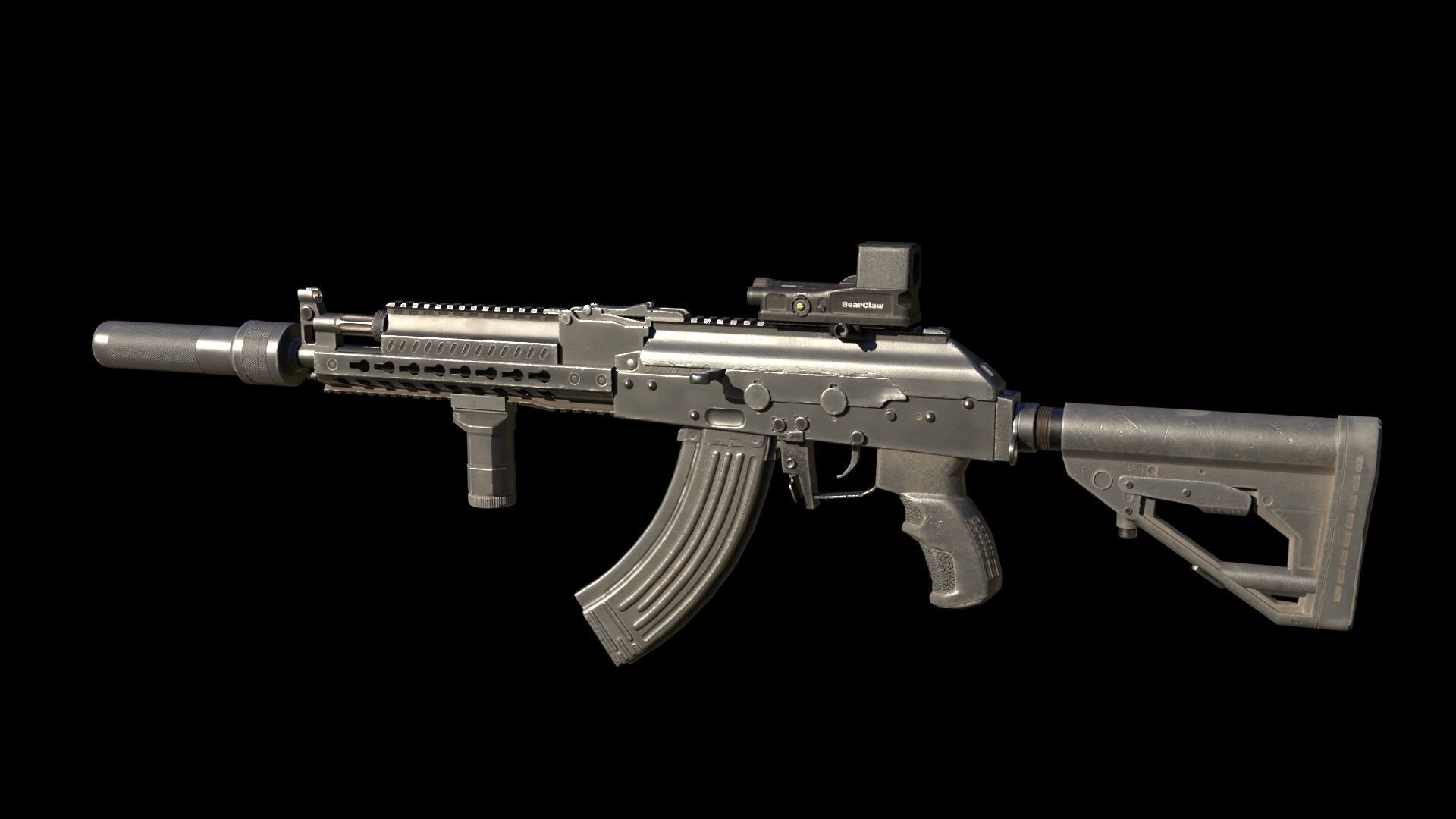 ASR-14 camouflage AK47 based rifle Low-poly 3D model_15