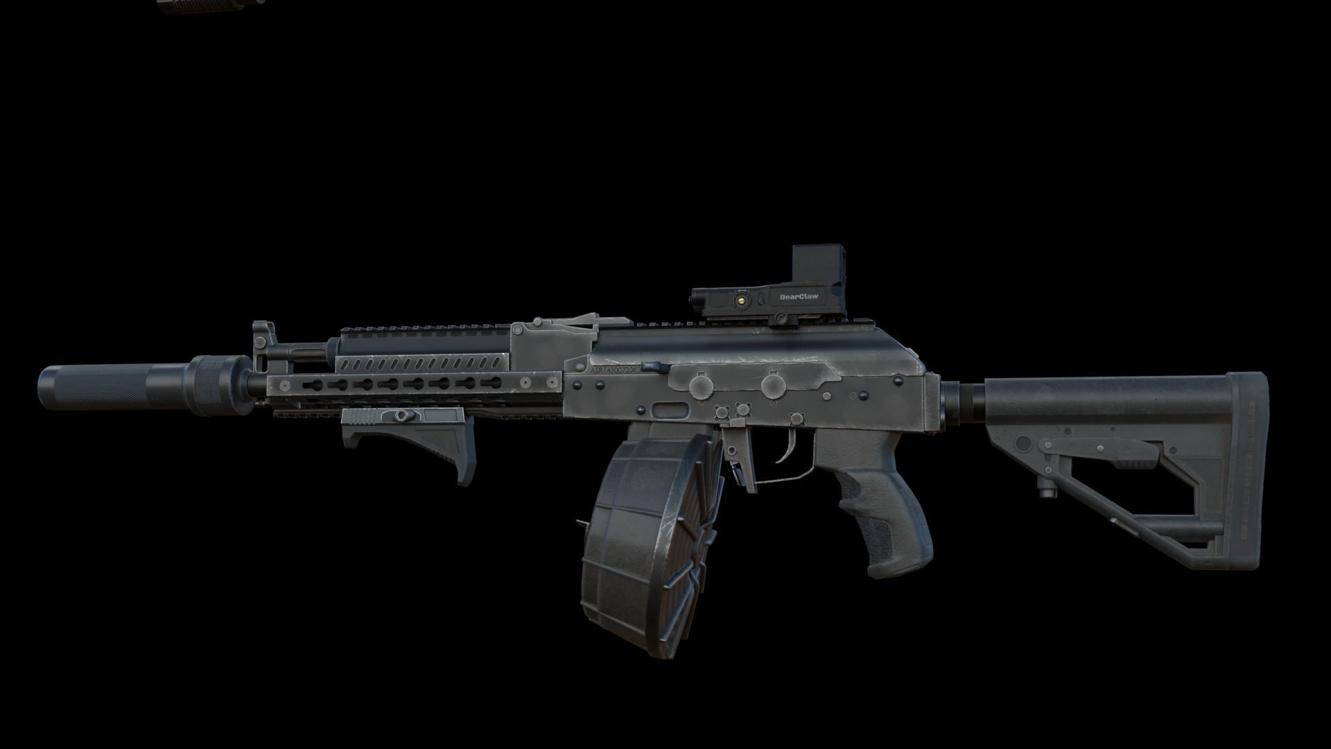 ASR-14 camouflage AK47 based rifle Low-poly 3D model_16