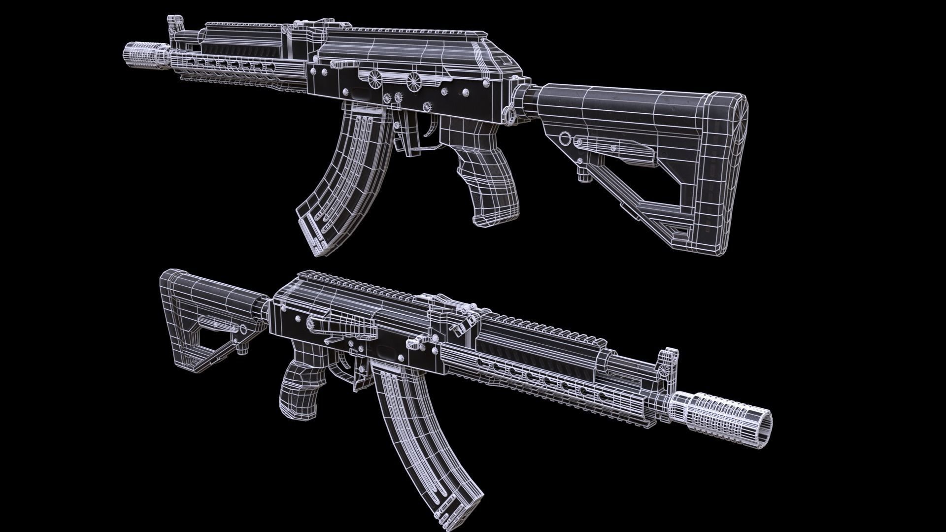 ASR-14 camouflage AK47 based rifle Low-poly 3D model_47
