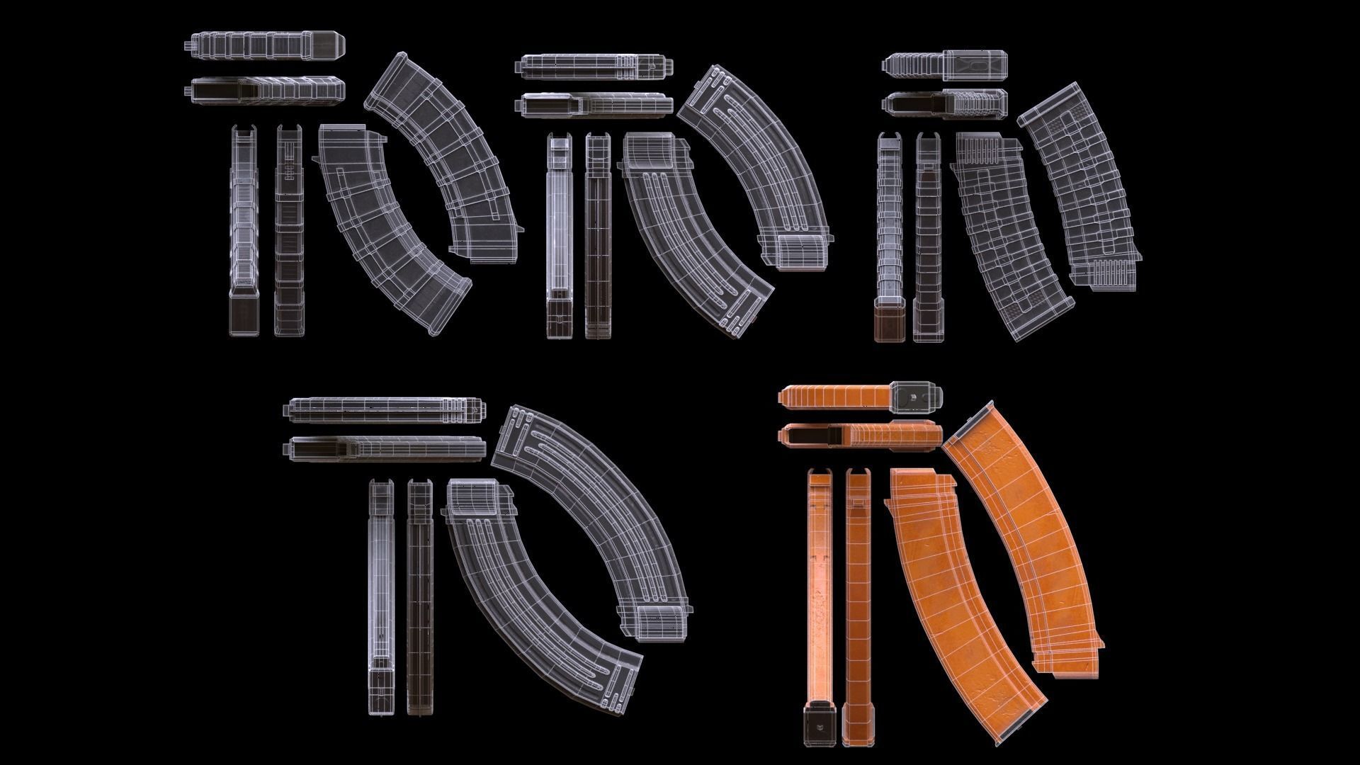 ASR-14 camouflage AK47 based rifle Low-poly 3D model_52