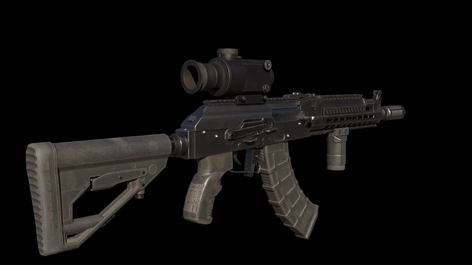 ASR-14 camouflage AK47 based rifle Low-poly 3D model_7